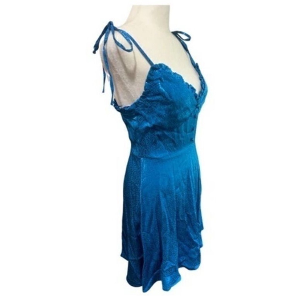 Zara Womens Blue Satin Fit and Flare Mini Dress Size S - Picture 3 of 10